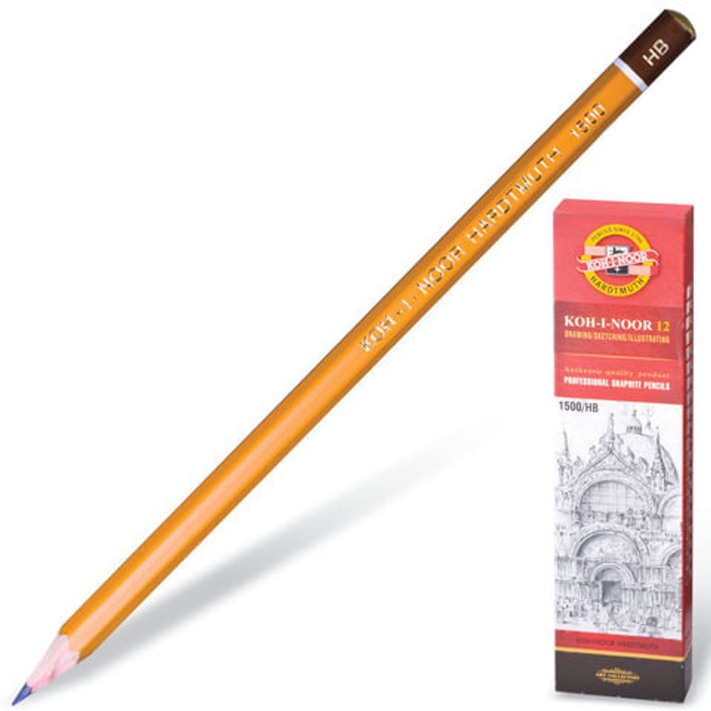 Карандаш чернографит. KOH-I-NOOR 1500 НВ заточенный шестигранный