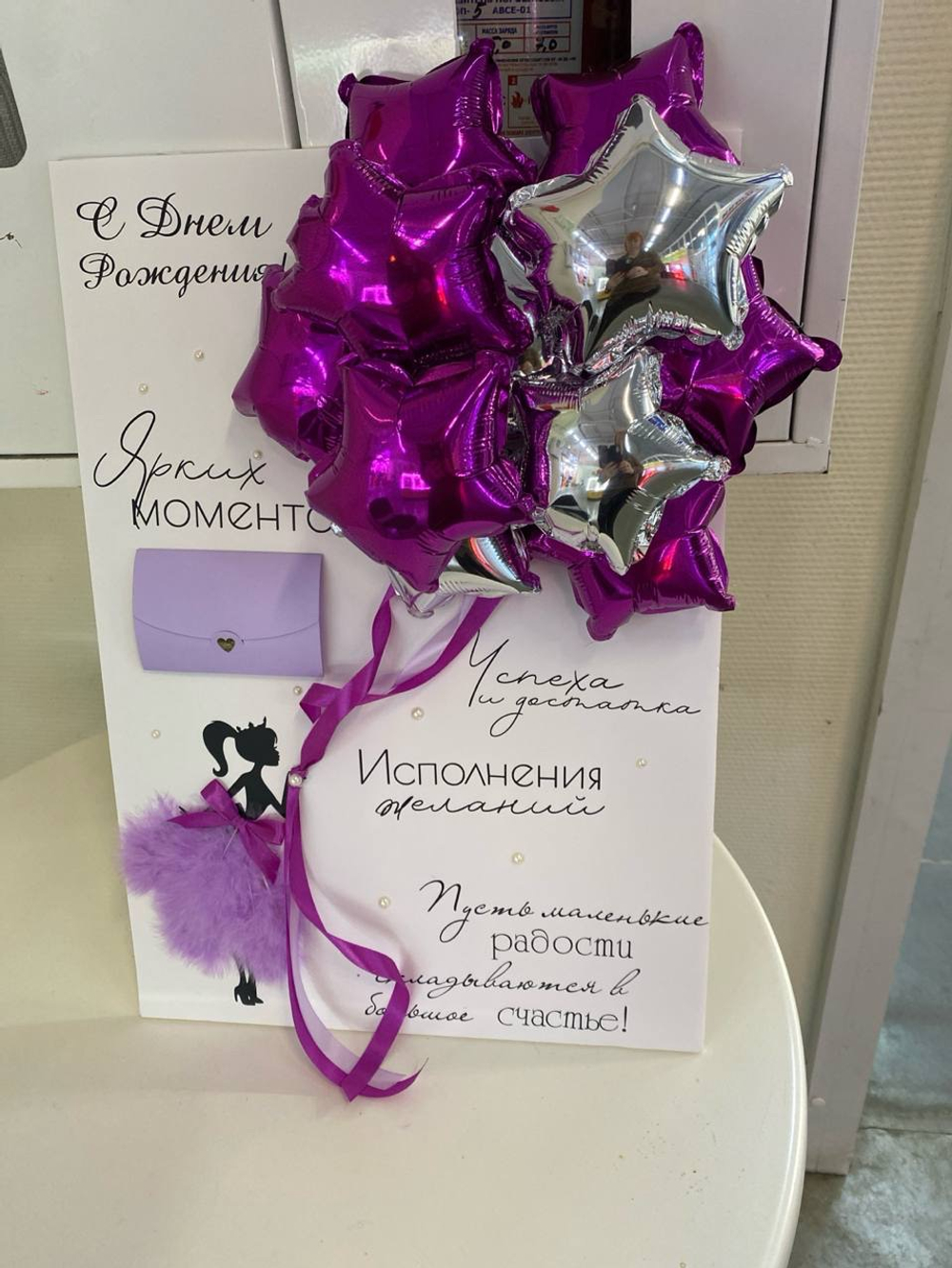 Картина с девушкой в фиолетовой гамме