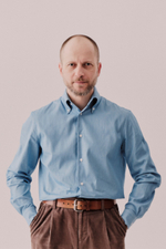 Рубашка button-down из денима голубая