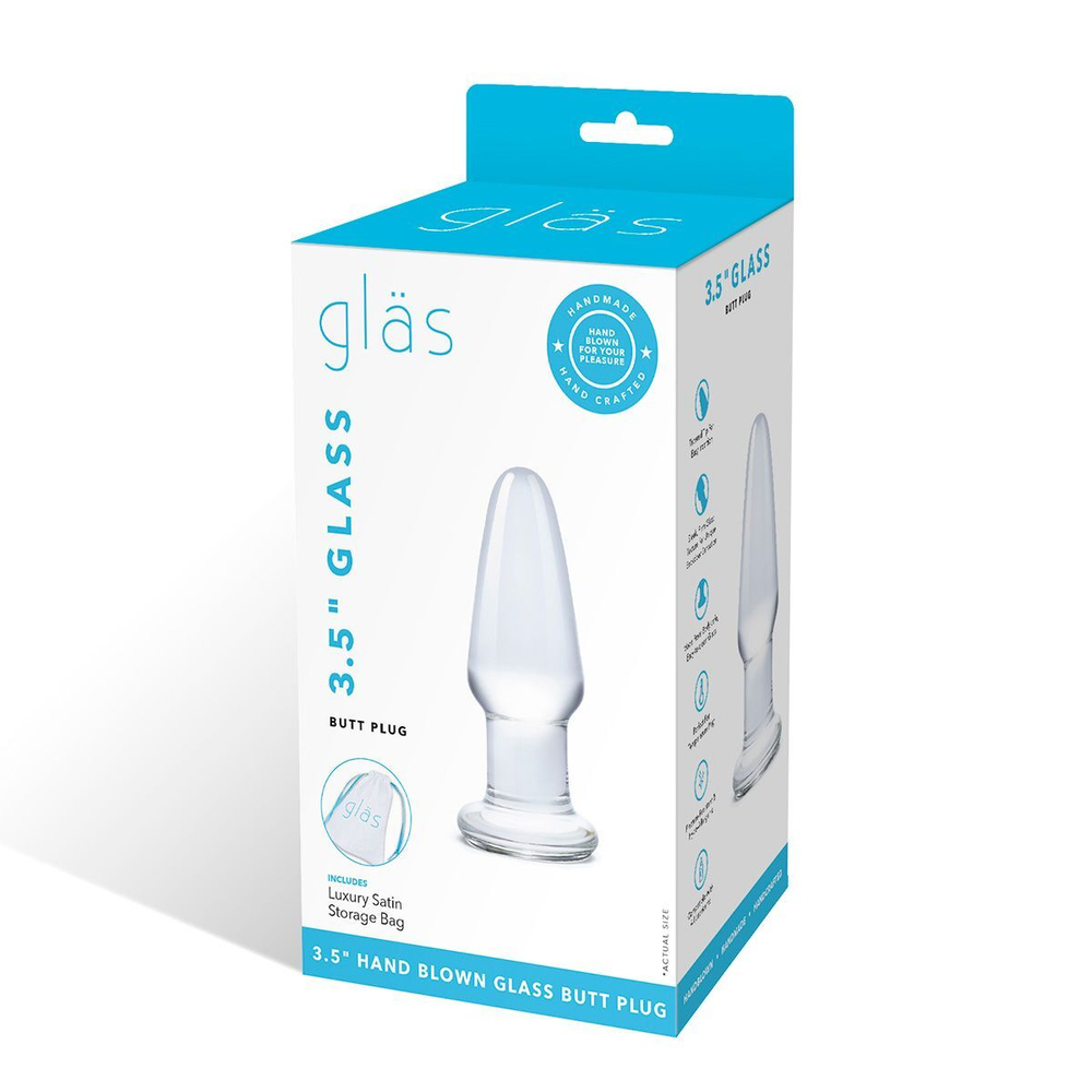 Гладкая стеклянная анальная пробка - 9 см.