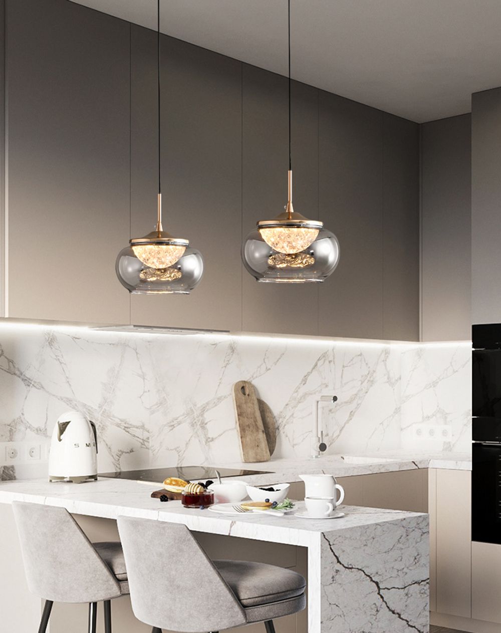 Подвесной светильник MT9128-1H gold/smoke