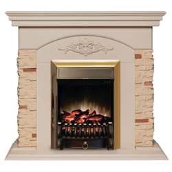 Электрокамин RealFlame Neapolis WT айвори с очагом Fobos Lux Brass