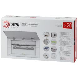 Корпус пластиковый ультратонкий ЩРВ-П-20 с белой крышкой ЭРА UNIQUE White_UBOX20 IP41 | Корпуса пластиковые