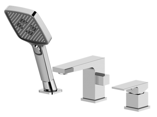 393532 Смеситель на борт ванны водопад ХРОМ (3 отв.) ViEiR (8/1шт)