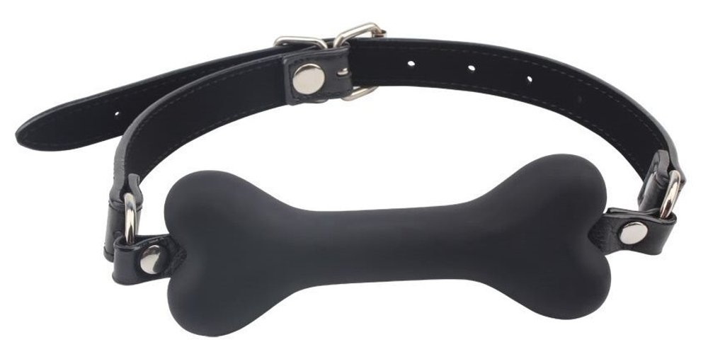 Черный силиконовый кляп-косточка Doggie Bone Bit Gag (Цвет: черный)