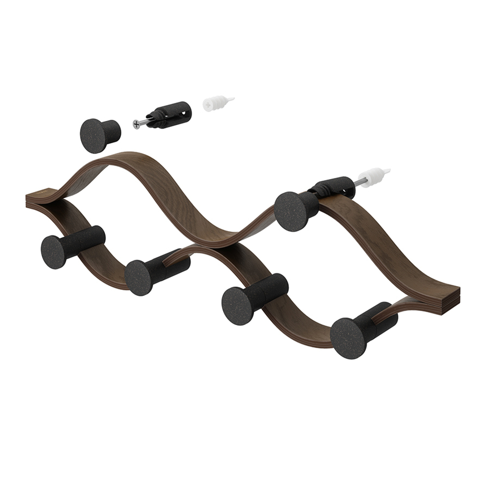 Вешалка настенная Montage, 6 крючков, черный/орех