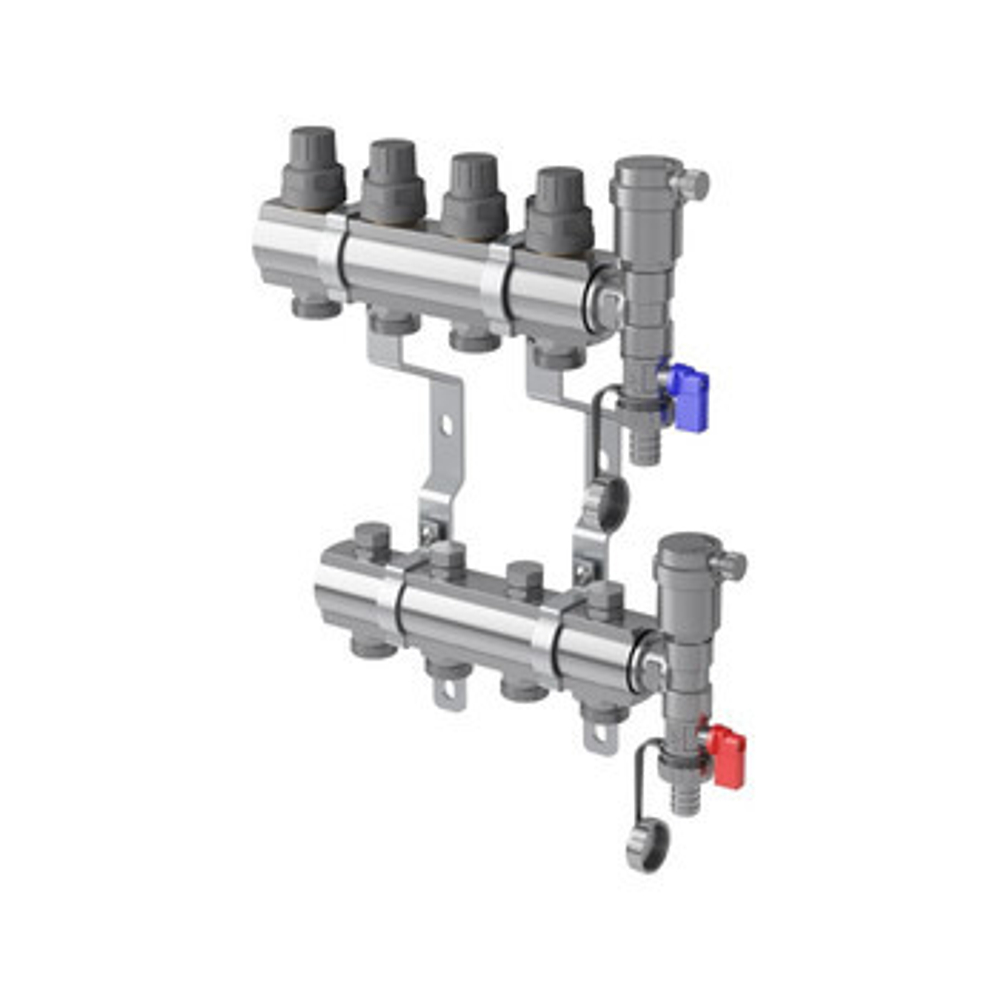Коллекторная группа Royal Thermo 1" евроконус 3/4"х11 выходов с расходомерами