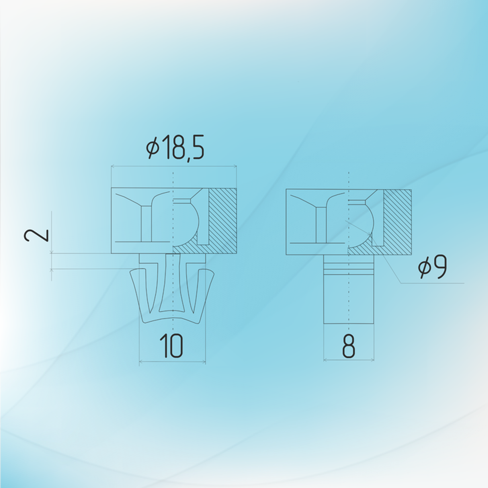 Пластиковый пистон №4 - 10MM (10 ШТ.)