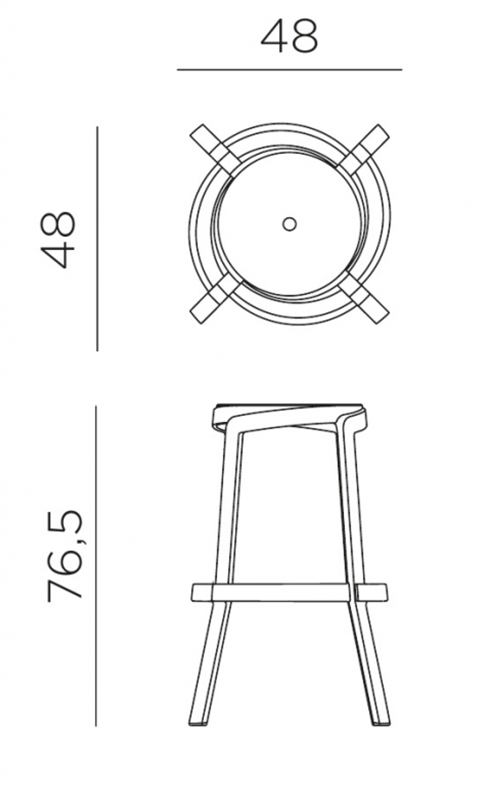 Табурет пластиковый барный Nardi Stack Maxi, гипс
