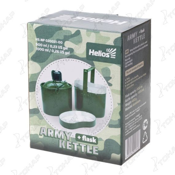 Набор посуды Helios армейский котелок+фляжка (1000мл/900мл) HS-NP 020031-00