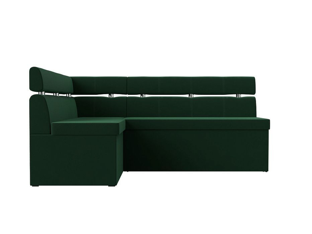 Диван кухонный угловой Классик левый угол, Зеленый, Велюр, 117978L