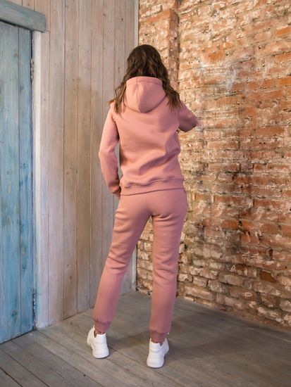 Костюм с капюшоном из футера с начесом  - пыльная роза