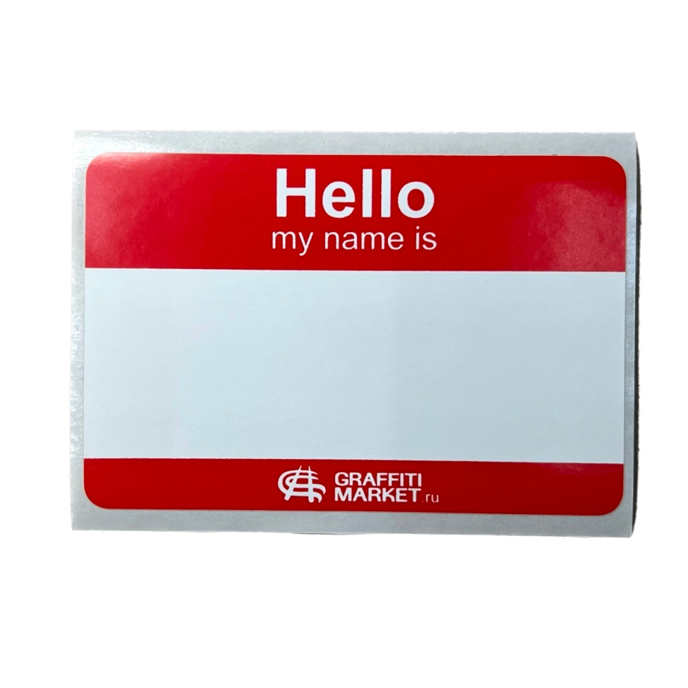 Стикер GM "Hello My Name" Красный 8x12см (1шт)