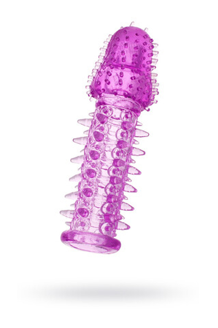 Насадка на пенис с ворсинками TOYFA Basic, TPE, фиолетовый, 13,5 см