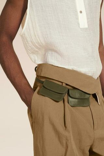 ZARA КОЖАНАЯ СУМКА ЧЕРЕЗ ПЛЕЧО С КАРМАНАМИ, ЗЕЛЕНЫЙ