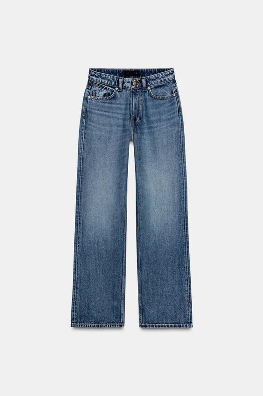 ZARA ДЖИНСЫ Z1975 REGULAR FIT LONG LENGTH С ВЫСОКОЙ ПОСАДКОЙ, ВЫЦВЕТШИЙ СИНИЙ