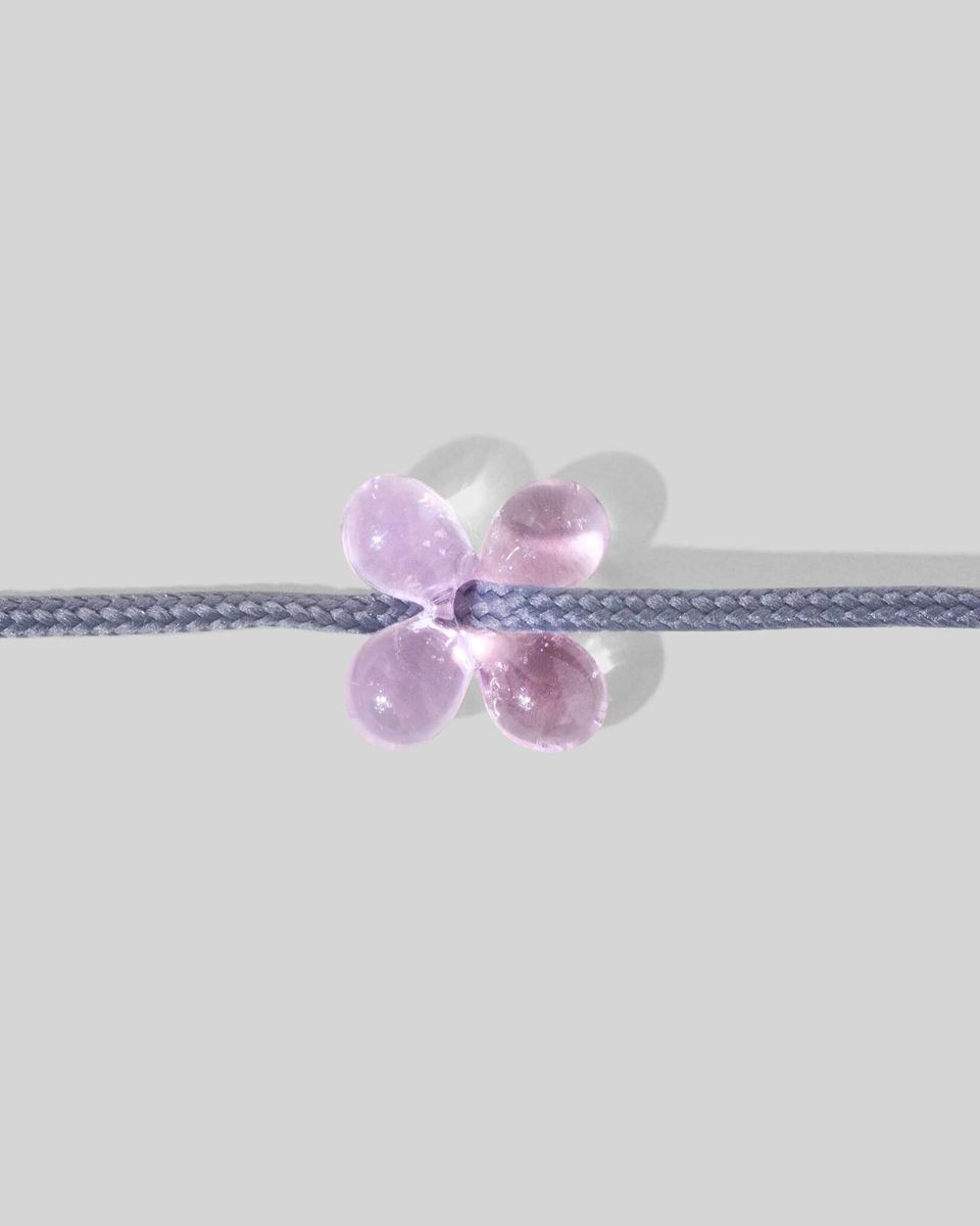 Подвеска на шнурки Glass Flower Pink
