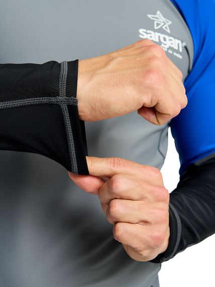 Футболка рашгард лонгслив Sargan Агидель UPF 50+ мужская серо-синяя роял-черный