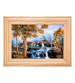 AMB-56/ 2 Картина «Каскад» (с янтарной крошкой) дер.рамка 8х12