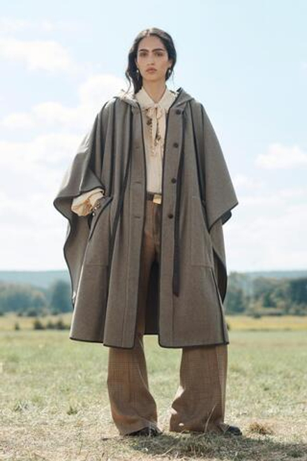 ZARA ПОНЧО ИЗ СМЕСОВОЙ ШЕРСТИ, КАМЕННЫЙ