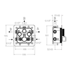 Встраиваемый термостатический смеситель для душа на 3 выхода RS SMART 85T301SOC С ВНУТРЕННЕЙ ЧАСТЬЮ золото