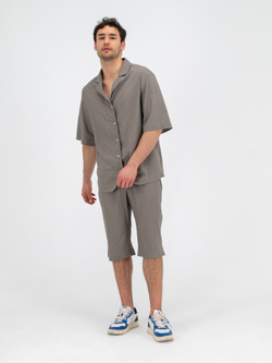 Костюм льняной с шортами. Хаки