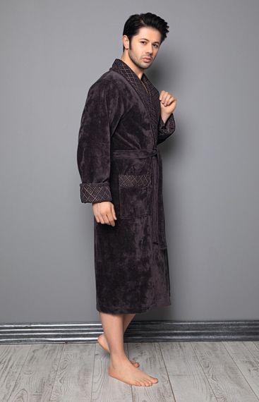 Мужской махровый халат 15160  антрацит Турция