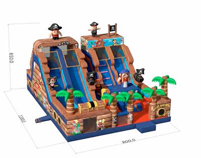 Коммерческий надувной батут «Остров сокровищ» 11×8×6,5 м