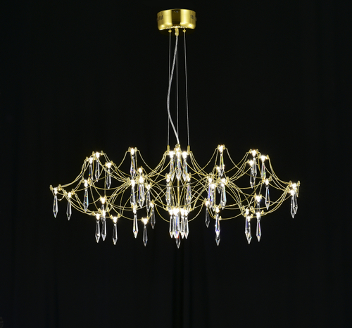 Подвесная люстра светодиодная с пультом и хрустальными подвесками Asfour MyFar Ersilia MR2662-60P-76AP