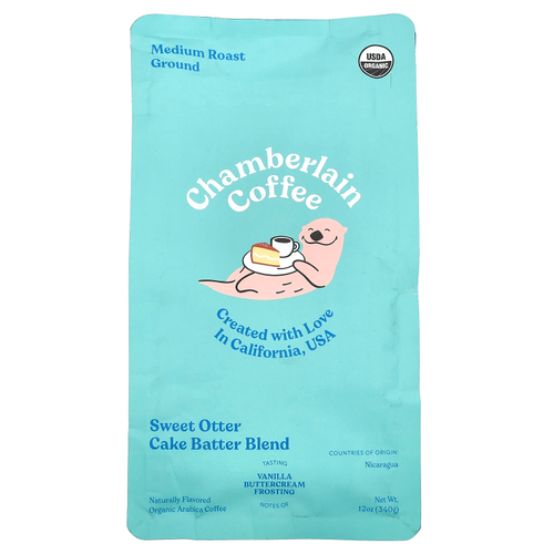 Chamberlain Coffee, Смесь теста для торта «Сладкая выдра», молотый, средней обжарки, 340 г (12 унций)