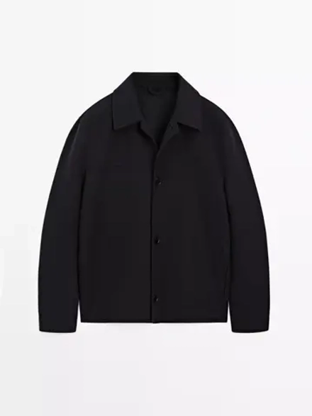 Massimo Dutti Двуслойная шерстяная куртка, темно-синий