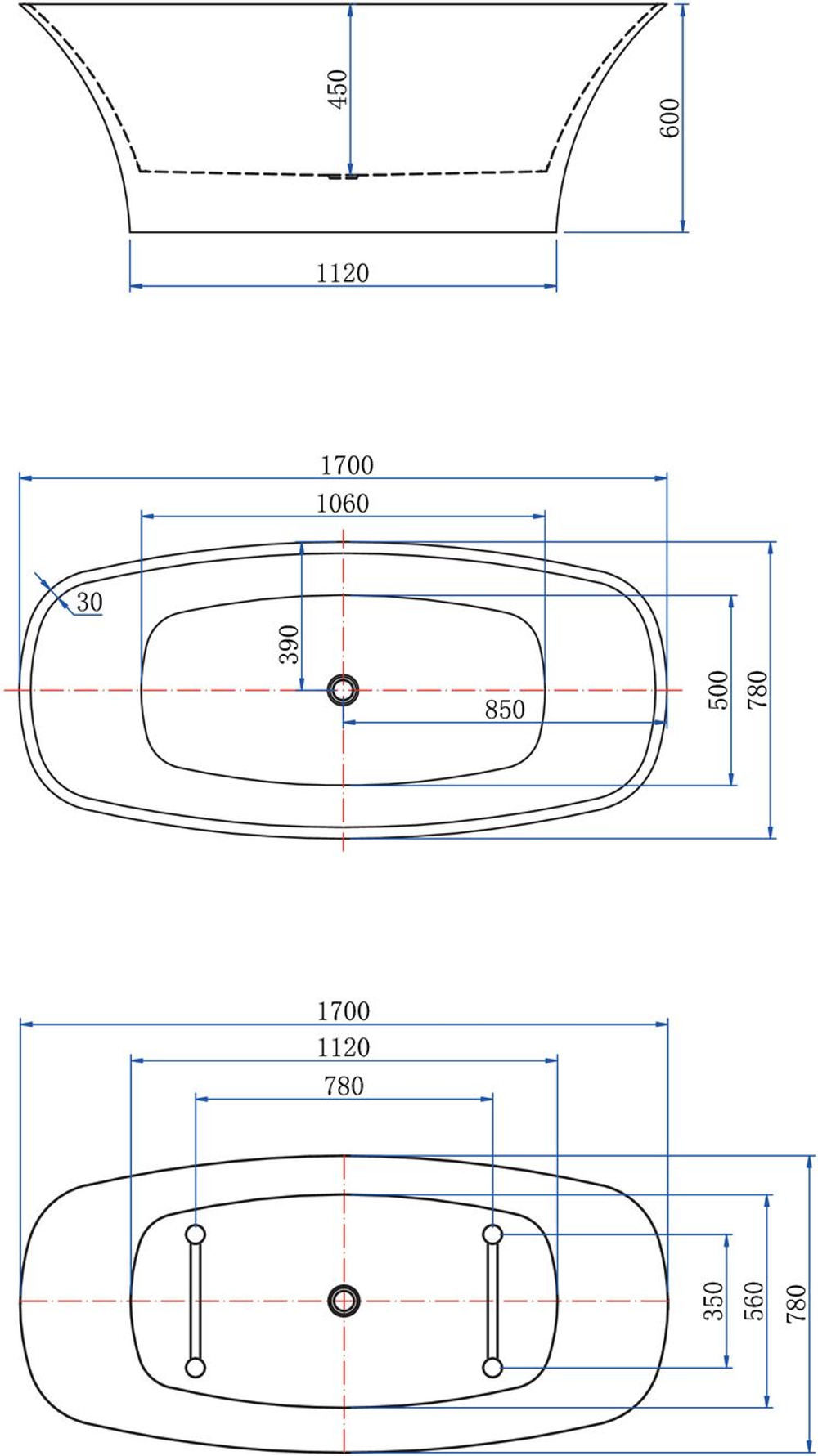 Акриловая ванна Aquanet Smart 170x78 88778-GB