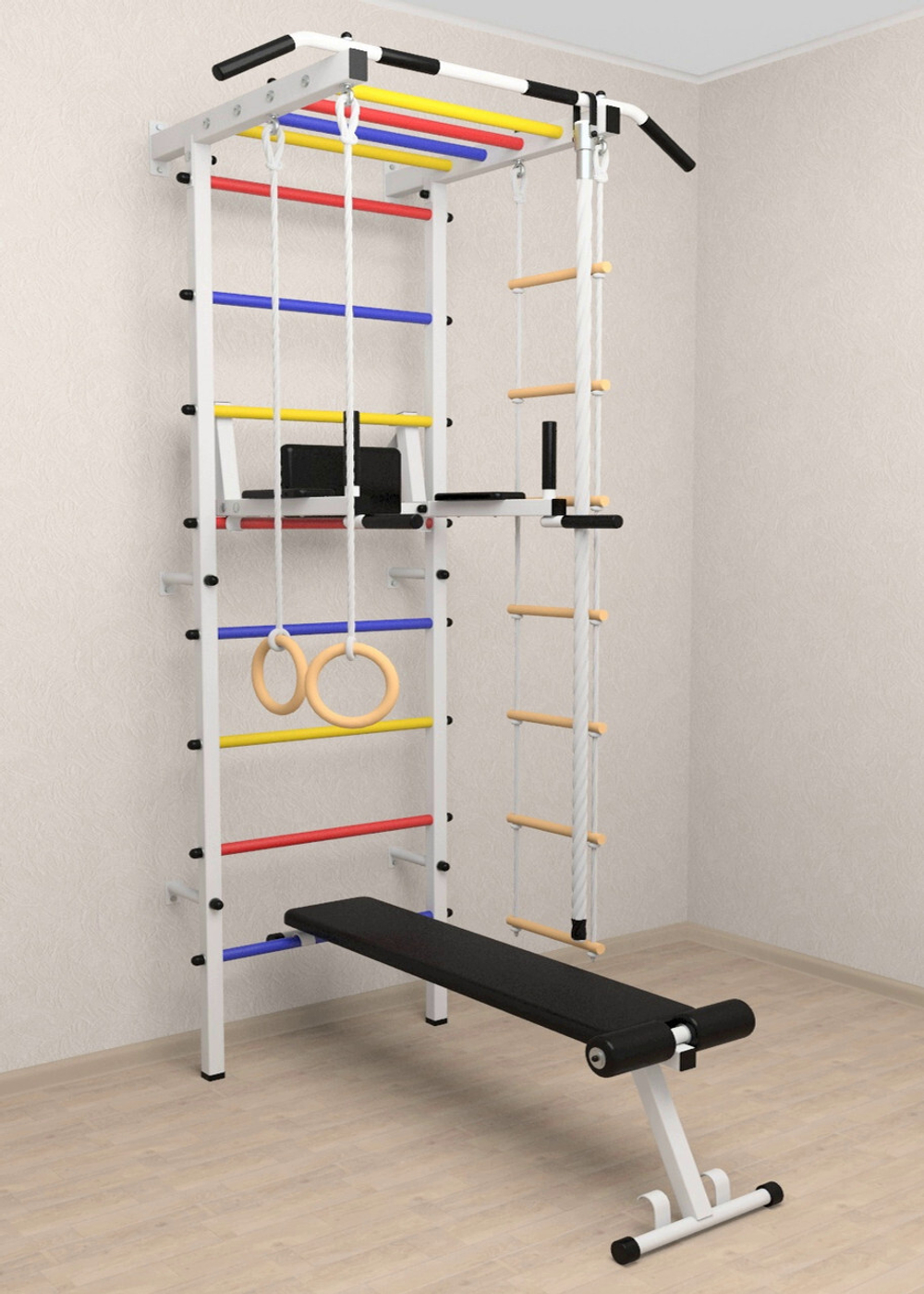 Шведская стенка Sv Pro рукоход 855 (Турник Pro рукоход/Брусья/стойка/Скамья/Канат/Kольца/Лестница)