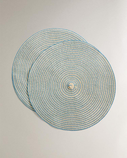 ZARA HOME КРУГЛАЯ ПОДСТАВКА ПОД СТОЛОВЫЕ ПРИБОРЫ (НАБОР ИЗ 2 ШТ.), СИНИЙ