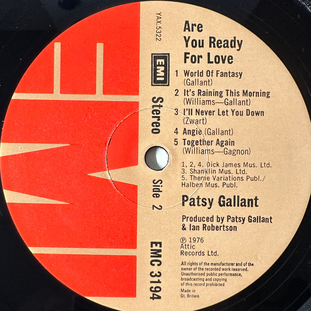 Patsy Gallant ‎– Are You Ready For Love (Англия 1976г.)