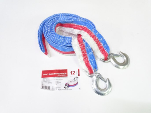 Трос буксир. (12 т) лента 2 крюка /5 м/ (СИГМА)