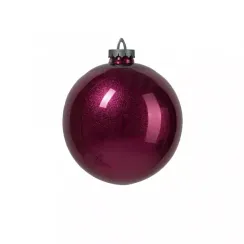 Шар пластиковый 250 мм., ярко-розовый, с глиттером лакированный, BigDecor (800004)