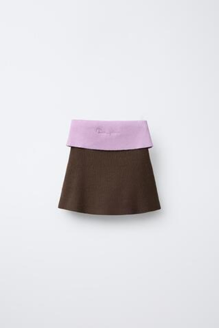 ZARA Х CHAMPION ® ТРИКОТАЖНАЯ ЮБКА, ШОКОЛАДНО-КОРИЧНЕВЫЙ