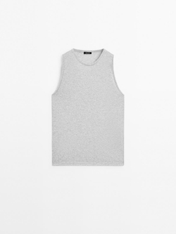 Massimo Dutti Футболка без рукавов с круглым вырезом, серый