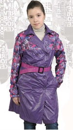 DAY Плащ для девочки V2011 фиолетовый с цветочным принтом