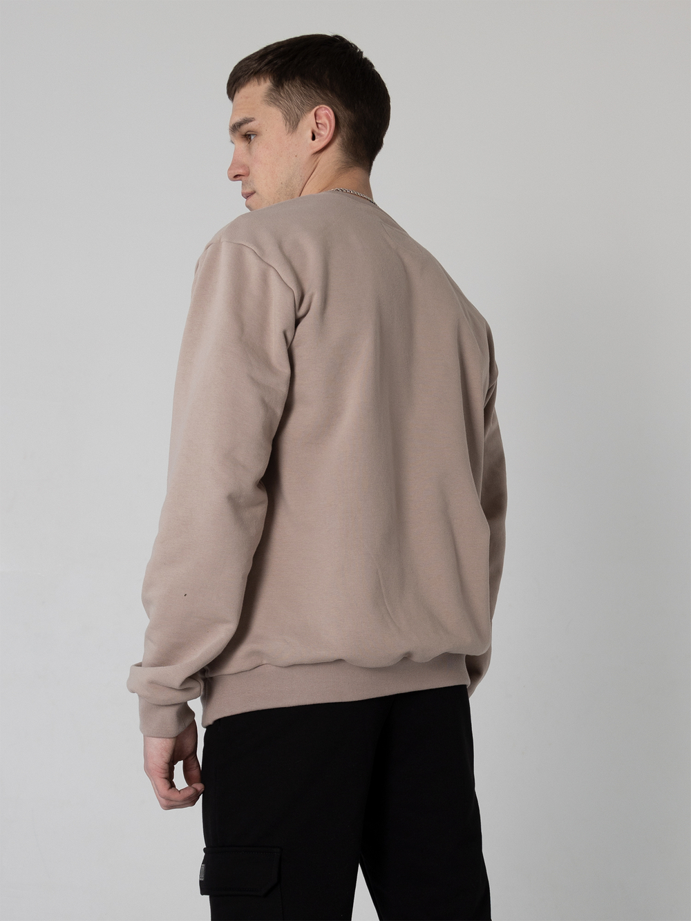 Свитшот бежевый с карманом и вышивкой Город Горький