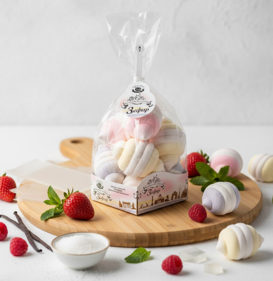 Зефир Зефирный городок Ассорти (ананас, ванильный, клюква), 380гр