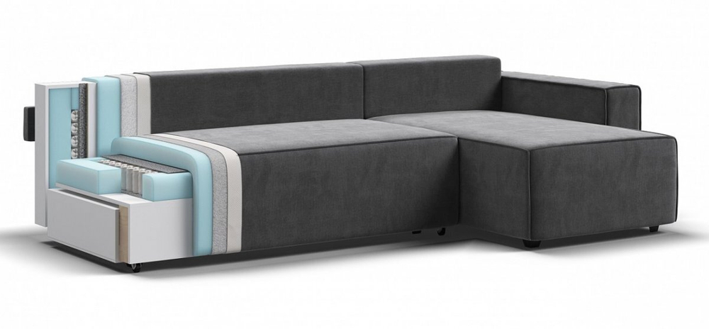 Диван Угловой Норд (Велюр Монолит серый)