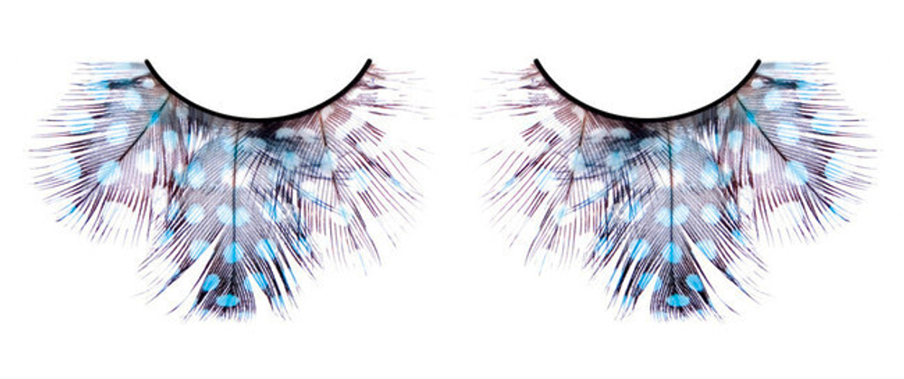 Ресницы черно-голубые перья (Цвет: черный, голубой)