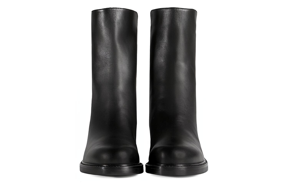 GUCCI Leather Fashion Ankle Boots Slip on Flat Women"s Black