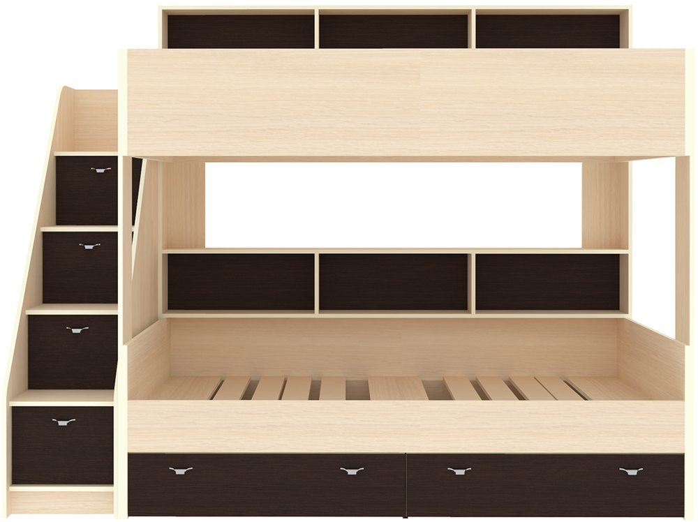 Двухъярусная кровать КарИВи Голден Кидс 10  Дуб Молочный Венге