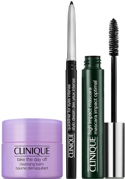 CLINIQUE MASCARA HIGHT IMPACT SET 7ML+ FOR EYES 14GR + TAKE THE DAY 340ML