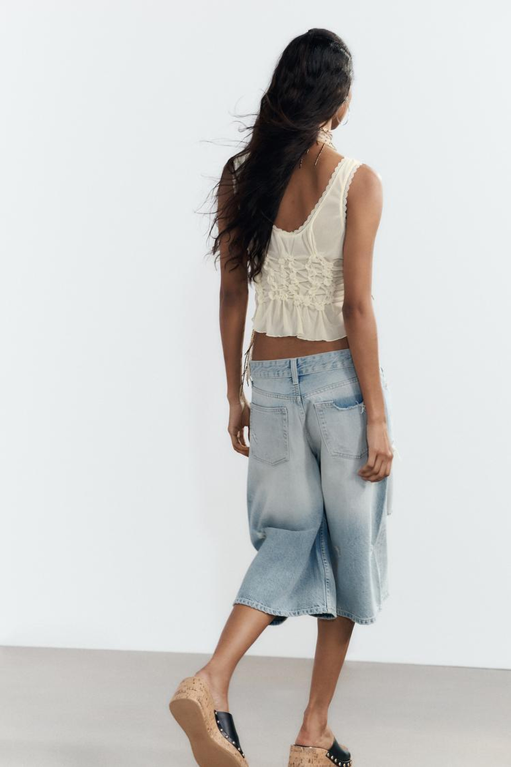 ZARA ТОП СО СБОРКАМИ И ЗАВЯЗКАМИ, ЖЕЛТЫЙ