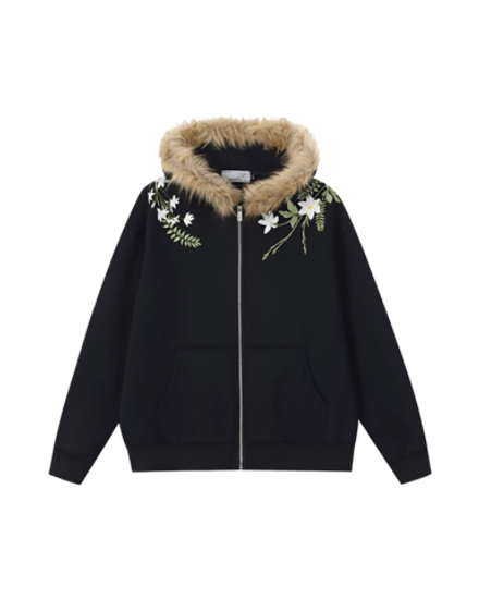 Худи HARSHandCRUEL "Flowers" Fur Hoodie