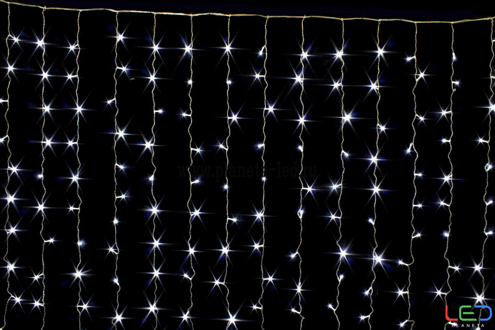 Электрогирлянда внутренняя Занавес 3х2,4м 720LED, теплый белый, с контролером, с коннектором, прозра